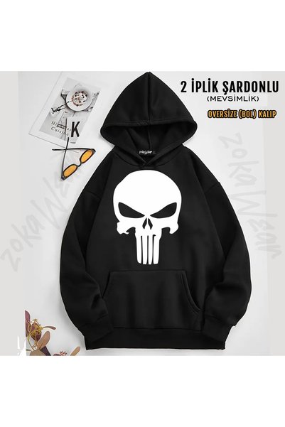 ZOKAWEAR Φούτερ με κουκούλα και τυπωμένο λογότυπο Punisher