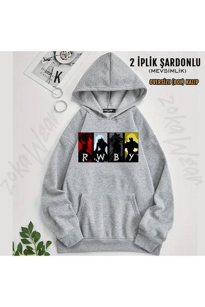 ZOKAWEAR Rwby Silhouettes Classic Printed Hooded Sweatshirt