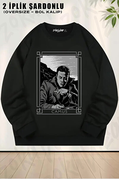 ZOKAWEAR Albert Camus Writer Printed Crew Neck Sweatshirt