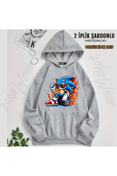 ZOKAWEAR Sonic the Hedgehog Printed Hooded Sweatshirt