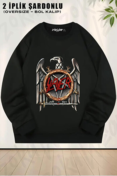 ZOKAWEAR Slayer Eagle Printed Crew Neck Sweatshirt