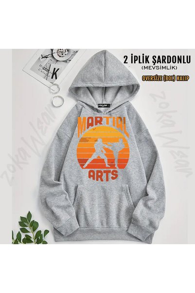 ZOKAWEAR Karate Printed Cotton Printed Hooded Sweatshirt