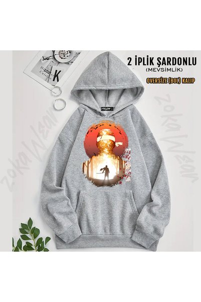 ZOKAWEAR Samurai Ghost of Tsushima Japanese Printed Hooded Sweatshirt