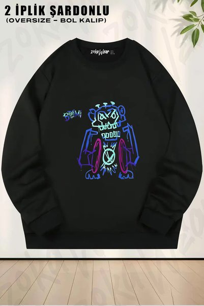 ZOKAWEAR سويت شيرت Jinx Arcane Monkey Boom v2 مطبوع برقبة دائرية