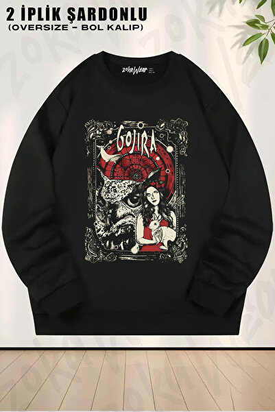 ZOKAWEAR Universe Gojira Printed Crew Neck Sweatshirt