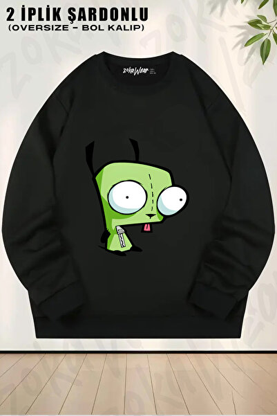 ZOKAWEAR Invader Zim V2 Printed Crew Neck Sweatshirt