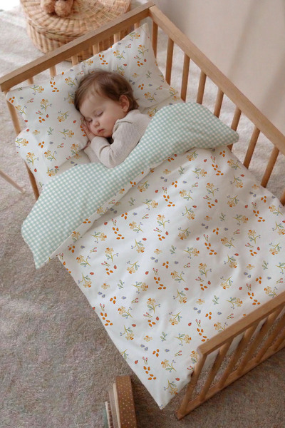 Tuğba Kuğu Montessori Duvet Cover (100X200 cm) and Fitted Sheet Set - Amber Meadow