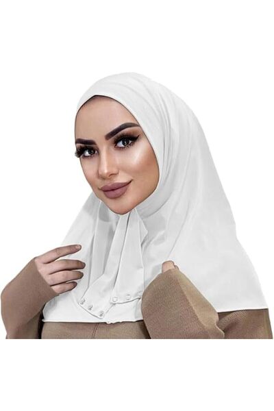 GENERAL Fashion Women Hijab Kuwaiti Stretch One Piece With Snap Beige