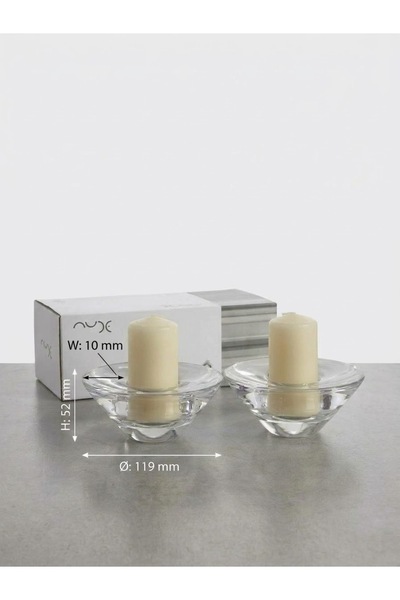 Paşabahçe Nude Glass Cam Şamdanlık 2'li Set, Dekoratif MumLık, Fener Şamdan, Ev Dekorasyon Aksesuarı