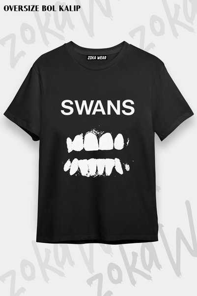 ZOKAWEAR تي شيرت مطبوع عليه شعار Swans Rock Band