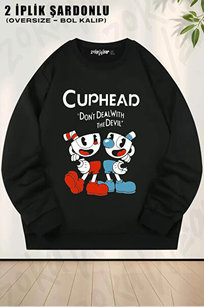 ZOKAWEAR Cuphead Printed Crew Neck Sweatshirt