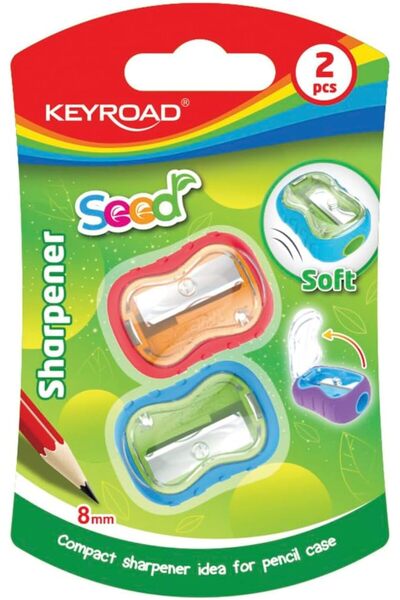 KEYROAD مبراة أقلام مطاطية مريحة للاستخدام، قطعة واحدة / قطعتان، شفرات بلاستي...