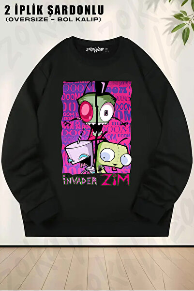 ZOKAWEAR Invader Zim V7 Printed Crew Neck Sweatshirt
