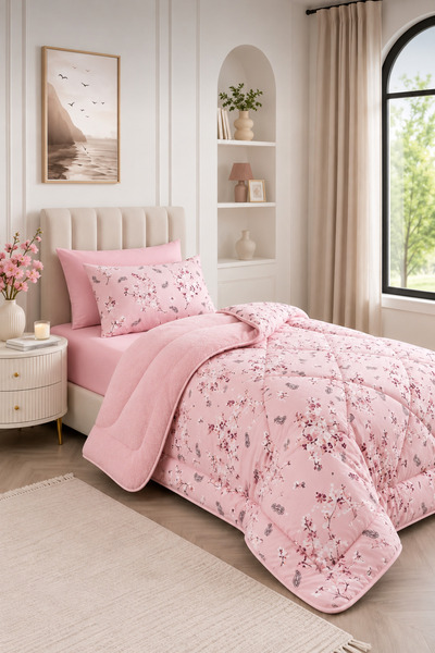 EBRUTESETTÜR Double-Sided Single Duvet Set Light Pink