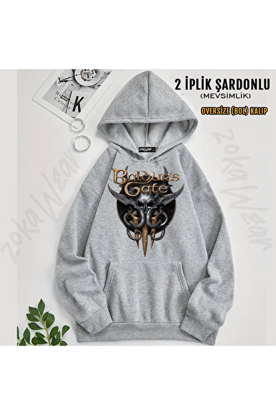 ZOKAWEAR Logo Game Baldur's Gate Printed Hooded Sweatshirt