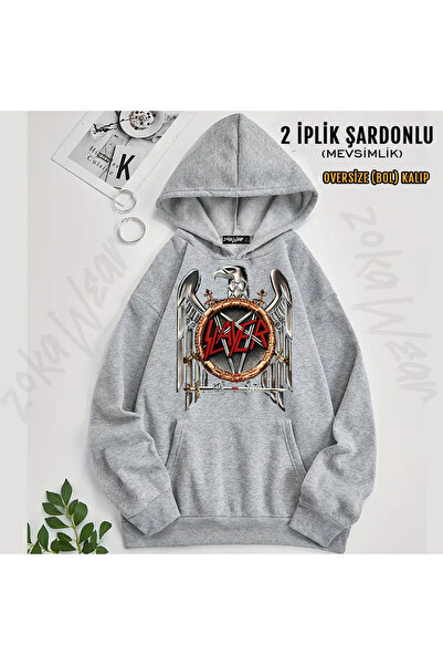 ZOKAWEAR Slayer Eagle Printed Hooded Sweatshirt