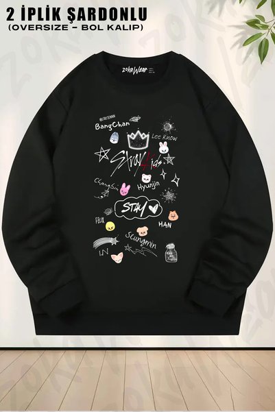 ZOKAWEAR Stray Kids Skzoo Stay Mix K-Pop Music Group Printed Crew Neck Sweats...
