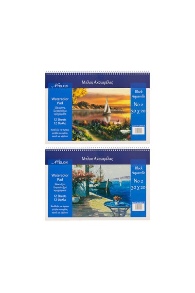 N.TELON NTELON Μπλοκ Ακουαρέλας Σπιράλ Οριζόντιο 12 Φύλλα Αρ. 2 20x30εκ. 220γ...