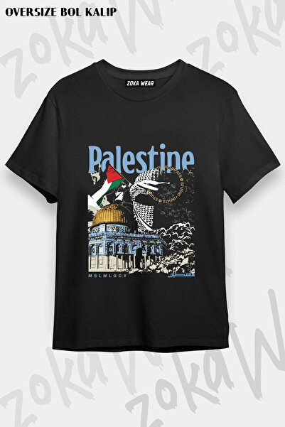 ZOKAWEAR Palestine Themed Flag and Dome Detailed Printed T-Shirt