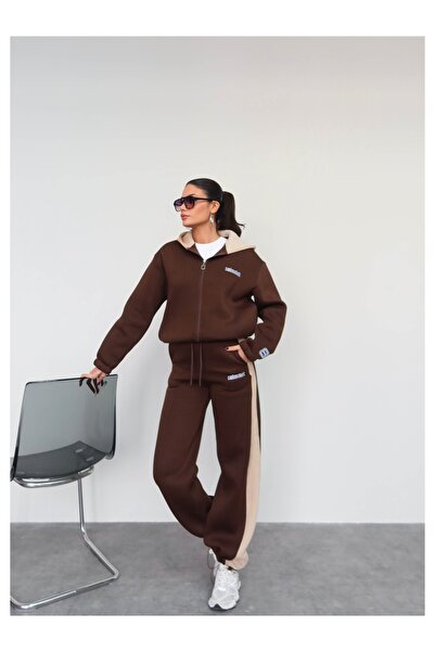 ESRAHELVACI Double Color Hooded Tracksuit Set