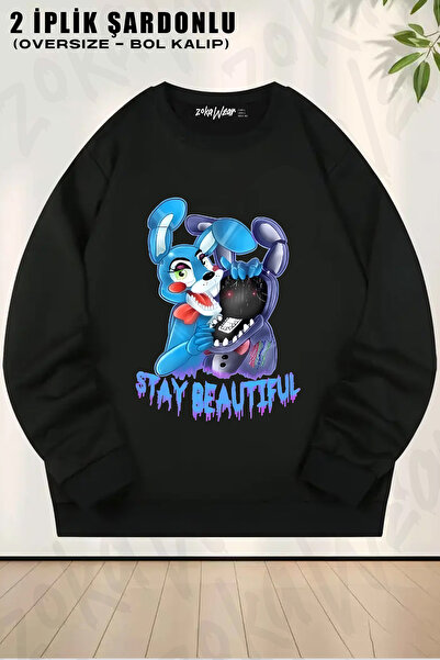 ZOKAWEAR Five Nights at Freddy's Bonnie Bunnie Stay Beautiful Printed Crew Ne...