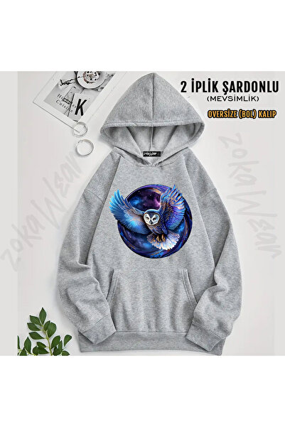 ZOKAWEAR Owl Printed Hooded Sweatshirt