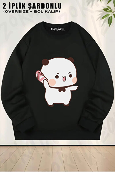 ZOKAWEAR Cute Bubu Atma Flip-Flop Printed Crew Neck Sweatshirt