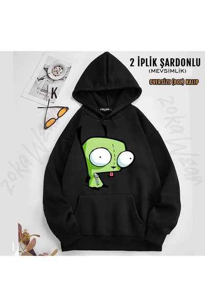 ZOKAWEAR Invader Zim V2 Printed Hooded Sweatshirt