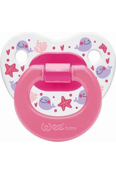 Wee Baby Desenli Damaklı Silikon Emzik 6-18 Ay Pembe