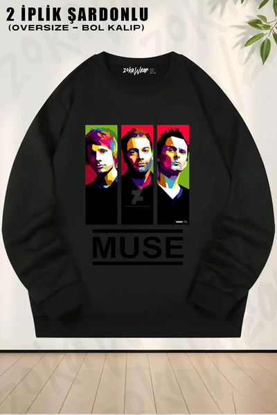 ZOKAWEAR Band Muse Printed Crew Neck Sweatshirt