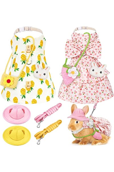 GENERAL Weewooday 2 Sets Pet Rabbit Bunny Dress Bunny Easter Costume with Lea...