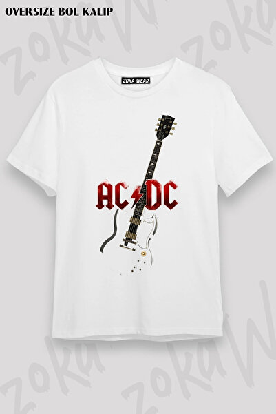 ZOKAWEAR Acdc Guitar Silhouette Rock Metal Printed T-Shirt