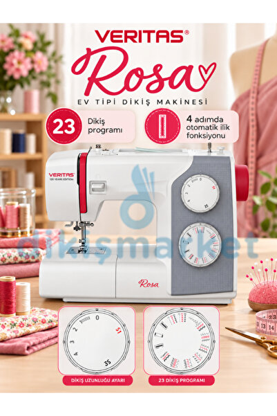 dm dikişmarket Veritas Rosa Ev Tipi Dikiş Makinesi 23 Dikiş Programlı