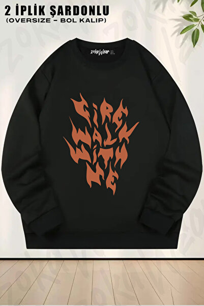 ZOKAWEAR Fire Walk with Me Twin Peaks Printed Crew Neck Sweatshirt