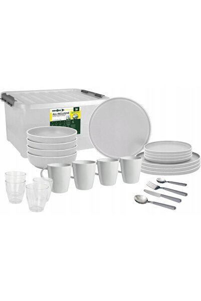 Brunner Set de veselă din melamină, complet, alb dolomit