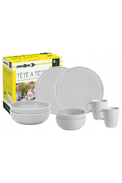 Brunner Set de masă din melamină tête-à-tête Dolomit alb 8 piese