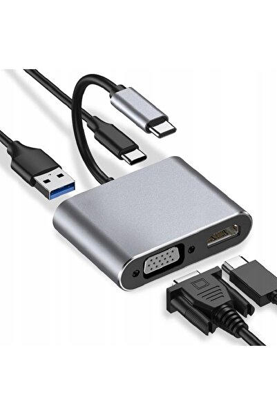 İbox Hub USB Tip-C 4 în 1 USB 3.0 PD 100W HDMI 4K VGA FullHD