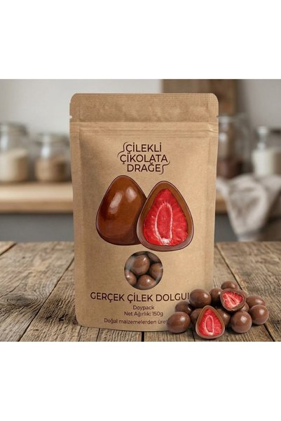HAR-UM Ticaret Sütlü çikolatalı çilek büyük boy draje - kahve yanı tadımlık15...