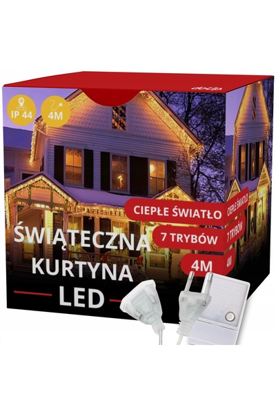 Doup Ghirlandă luminoasă LED tip perdea, de Crăciun, 4m, 120 LED-uri, pentru ...