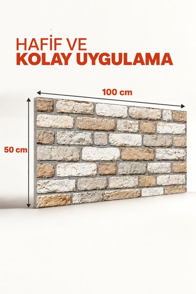 UKAB DEKOR 100x50 Cm 3D Strafor Duvar Paneli Isı ve Ses Yalıtımlı Dekoratif D...