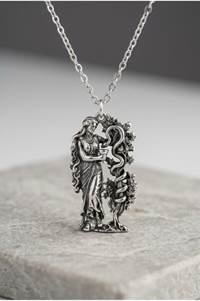 Köstebek Silver Ancient Greek Goddess of Health Hygieia Snake Pendant