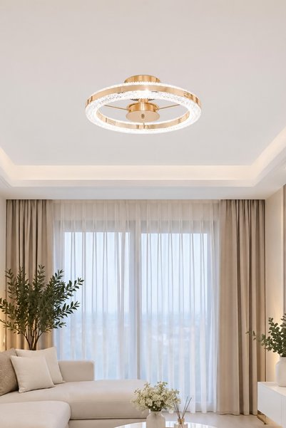 Turanconcept İnci Tekli Plafonyer Modern Tasarım Enerji Tasarruflu Led Avize 3 Renk Işık Kristal Görünüm Oturma Odası Yemek Odası Salon Yatak Odası(ÇAP - 40 CM)