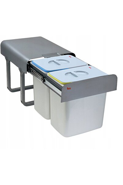Teka EASY 45 30L Coș de gunoi gri din oțel galvanizat cu 2 compartimente