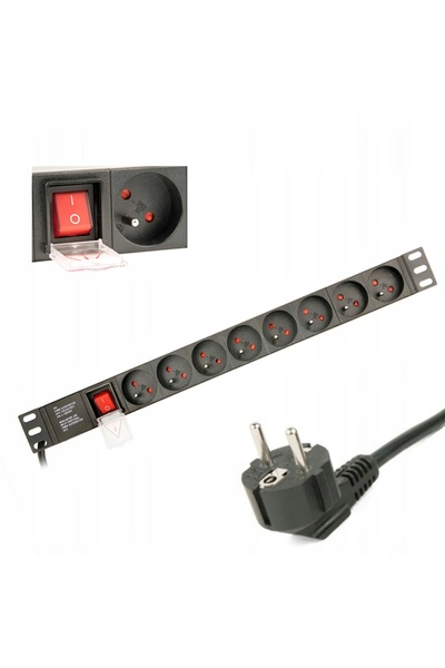 Gembird Prelungitor EG-PDU-014-F 8 prize FR 16A 3m Rack 1U