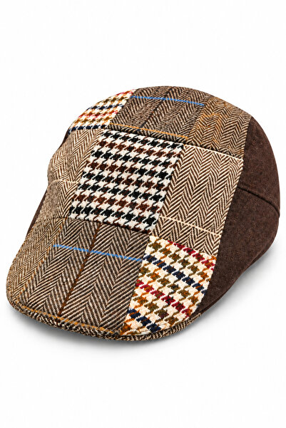 CosmoOutlet Καπέλο Unisex Patchwork με καρό και μοτίβο ψαροκόκαλου, κλασικό μ...