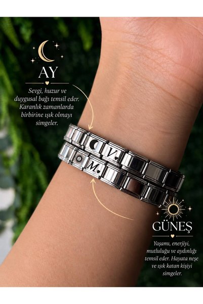 Venira İkili Ay & Güneş çift charm bilekliği