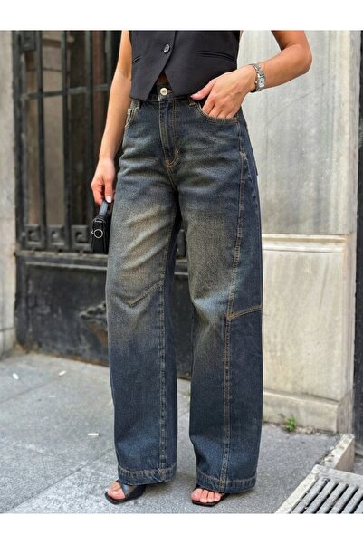 DENİKK Trend Special Design Barrel Fit Skater Denim Jean Pants-Trend Special ...