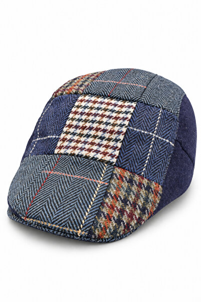 CosmoOutlet Καπέλο Unisex Patchwork με καρό και μοτίβο ψαροκόκαλου, κλασικό μ...
