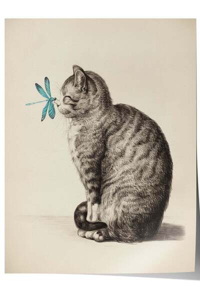 Postifull Cat and Dragonfly Unframed Poster No:180013
