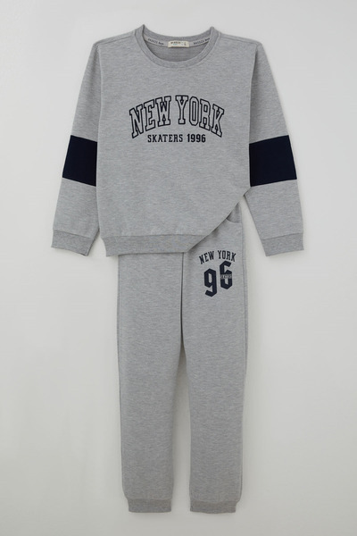 Breeze Boy's Tracksuit Set with Lettering Printed on the Sleeves and Block Pa...